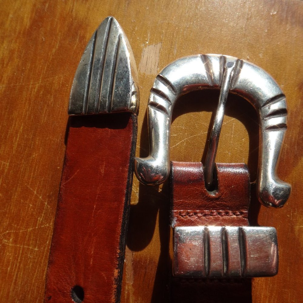 Cole-Haan Belt with John Hornbeck,Tufa Cast Sterling Buckle  Set